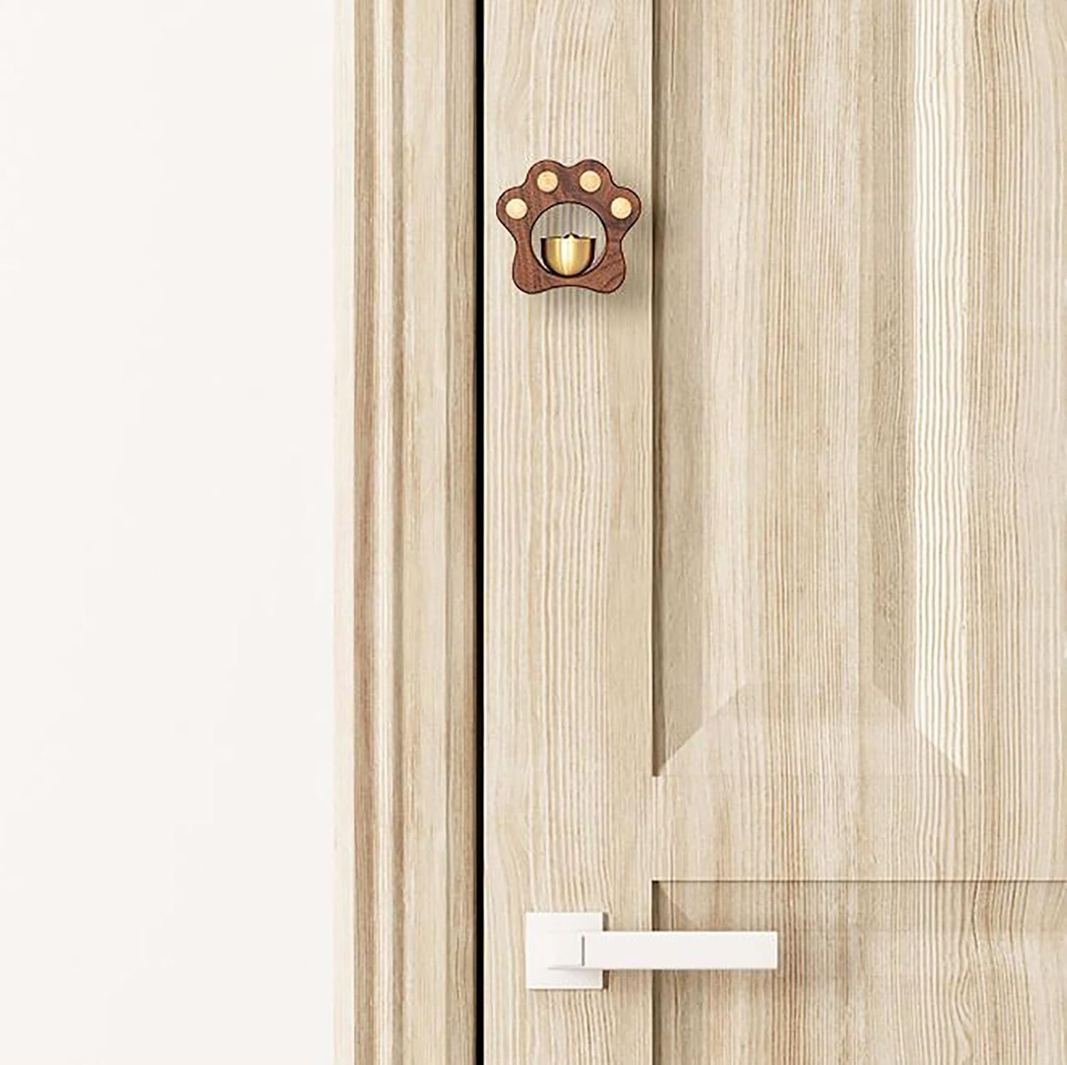 Magnet Shopkeepers Bell, Cat Paw Shopkeepers Bell for Door Opening,Door Chime, Wood Refrigerator Magnets(Style 1)