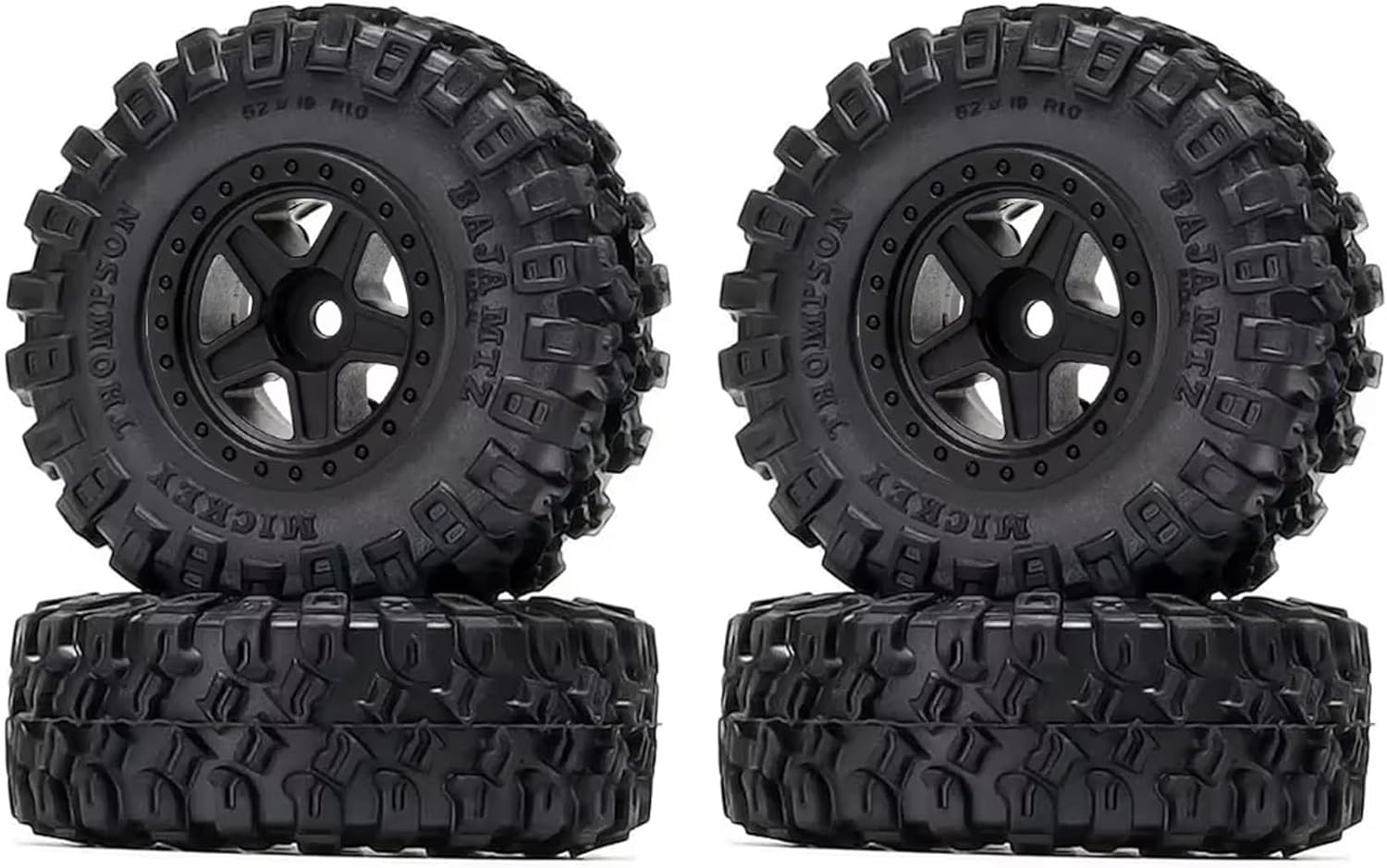 4PCS 1.0'' Beadlock Wheel Rims and RC Crawler Rubber Tires Set for 1/24 1/18 RC Crawler Car for Axial SCX24 AX24 TRX4M FCX24 90081 AXI00001 Upgrade Parts,52x19mm (C-Grey)