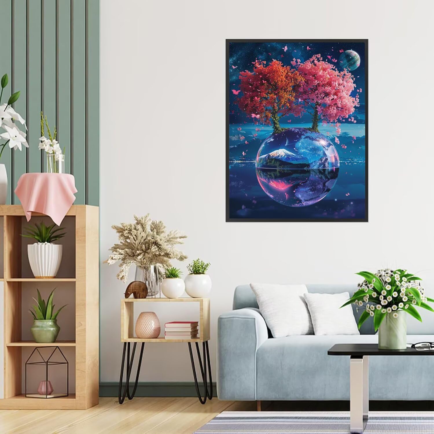 Dipingere con i Numeri Adulti Albero, rosa Dipingere con i Numeri Bambini DIY Kit, Set Premium con Pennelli, Decorazione Casa & Creativo Regalo di Compleanno, Attività di Tempo libero 70x95cm z-391