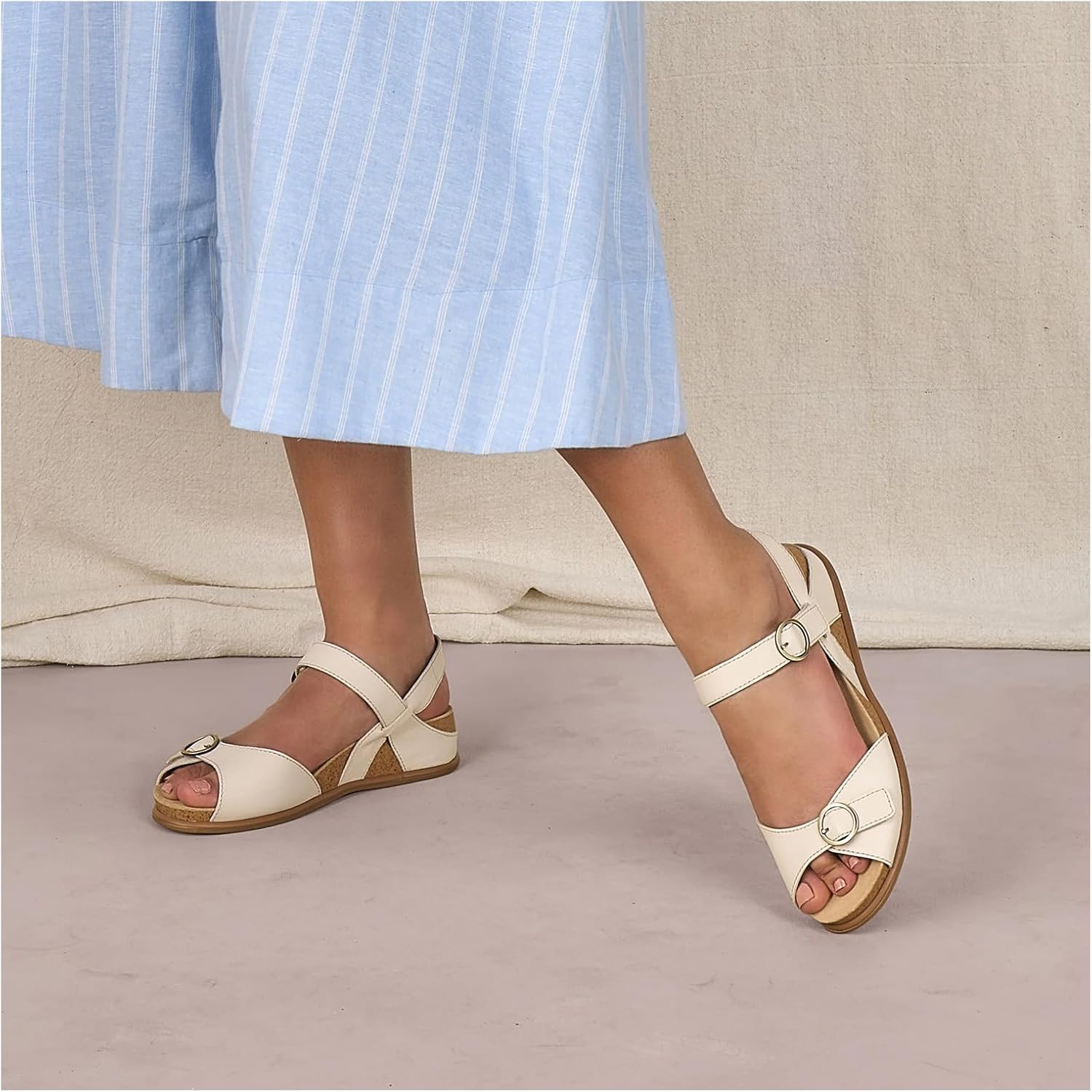 Dansko Candace Wedge Sandal for Women –Comfortable Wedge with Arch Support –Fully Adjustable Straps–Versatile Casual to Dressy Footwear –Lightweight Rubber Outsole