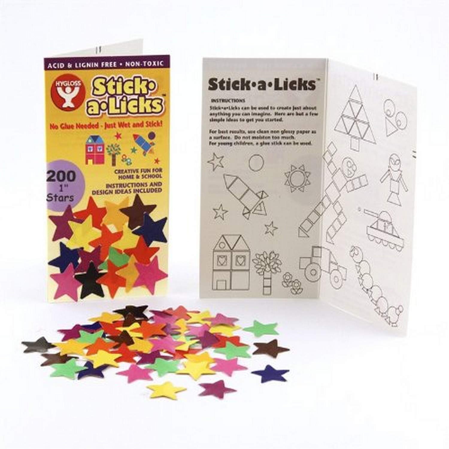 Hygloss Products Stick-A-Licks for Arts & Crafts-Classroom Activities-Fun for Kids-Star Shapes-Assorted Colors-1 Inch-2000 Pcs, 1-Inch
