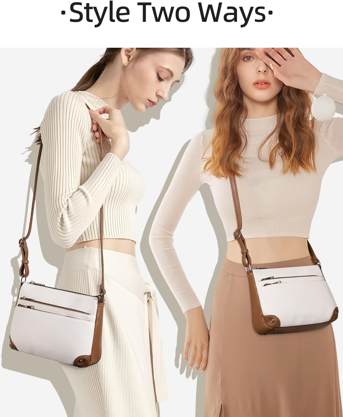 WESTBRONCO Crossbody Bags for Women, Medium Size Shoulder Handbags, Satchel Purse with Multi Zipper Pocket