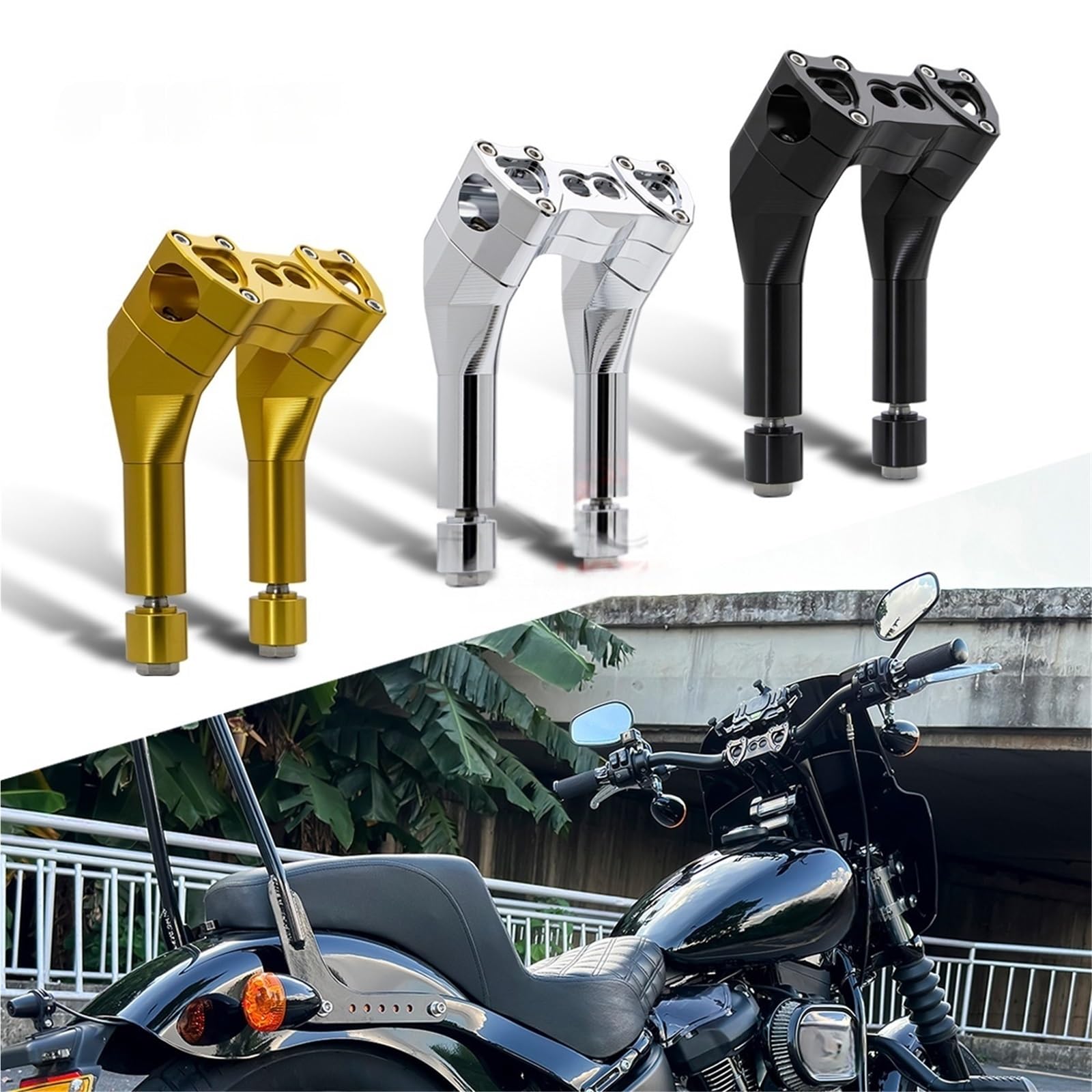 Części Motocyklowe Styl MX 1-1/8 "kierownica T-bar 6"-12" Podnośniki Typu Pullback Pasuje Do Harley Sportster Dyna Softail Street Zacisk Wspornika Kierownicy(6-Black)