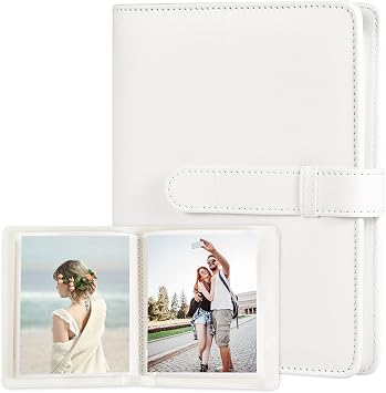 Lifting Photo Album 4x6 with 68 Pockets,Premium Vegan Leather Cover Small Photo Album Book,Mini Picture Album for Family Birthday Anniversary Baby Vacations White