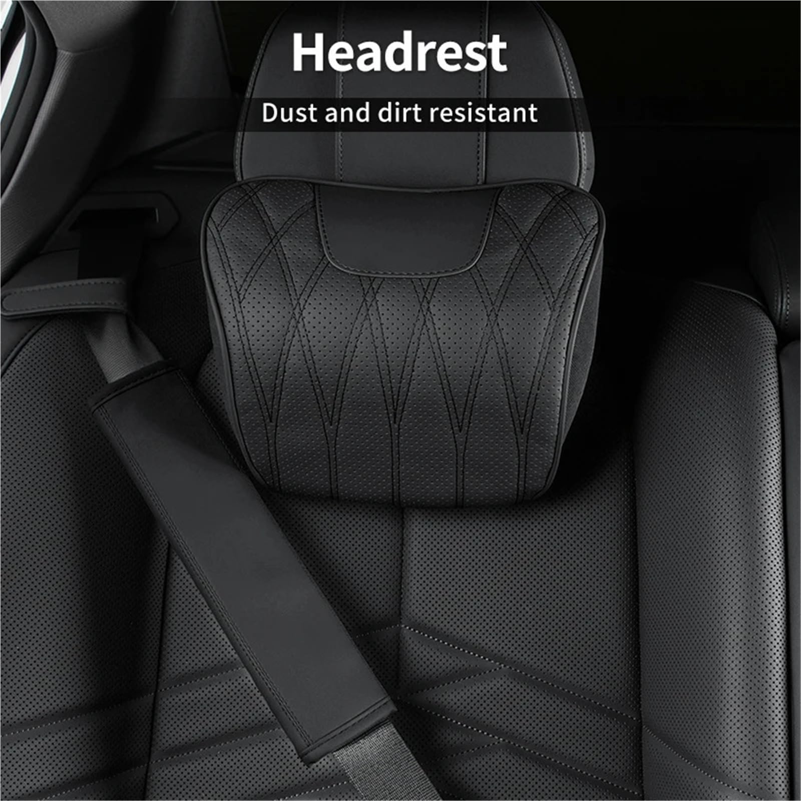 Car Seat Headrest Do Cayenne Poduszki Pod Szyję Samochodu PU Skórzane Poduszki Z Pianki Zapamiętującej Kształt Zagłówka Miękka poduszka podtrzymująca szyję(Red)