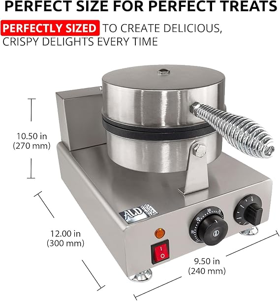 ALDKitchen Waffle Cone Maker | Nonstick Cone Iron (1-Head)