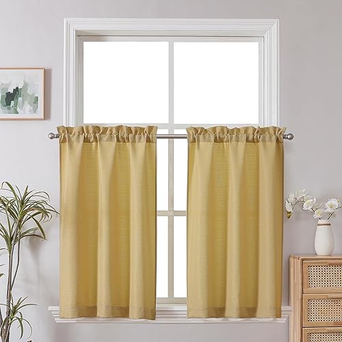 Miniatura 49 de Chyhomenyc Cortinas Rojas Navideñas de 84 Pulgadas de Largo Juego de 2 Paneles, Lino Sintético Texturizado Semi Filtrante de Luz Suave Aireado