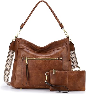 Kasqo Hobo Bag for Women, Medium Vegan Leather Handbag Purse and Wallet, Multi-pocket Crossbody Shoulder bag for Work Travel