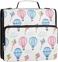 3 fichários para fichários de 3,88 cm, balões de ar quente com zíper, bolsa de fichário para ensino médio com alça de tecido, portfólio e estojo para pasta de anéis, 34,5 x 31,5 x 9 cm
