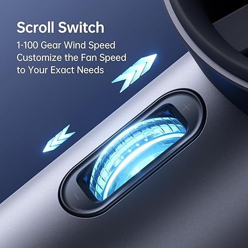 Miniatura 4 de JISULIFE Ventilador de mano portátil, velocidad (1-100) Turbo Mini ajustable y batería de 3600 mAh, ventilador personal recargable, pantalla