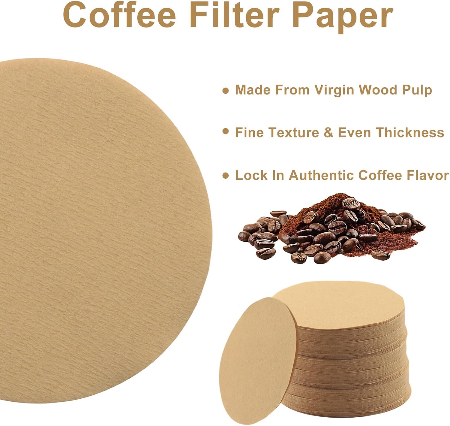300 Pcs 2.5 Inch Round Unbleached Moka Pot Filter