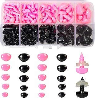 Zhbrchz 280pcs Plastic Safety Noses 5 Sizes Craft Triangle Nose with Washers for Amigurumi Crochet Bears Dog Stuffed Animals Doll Making