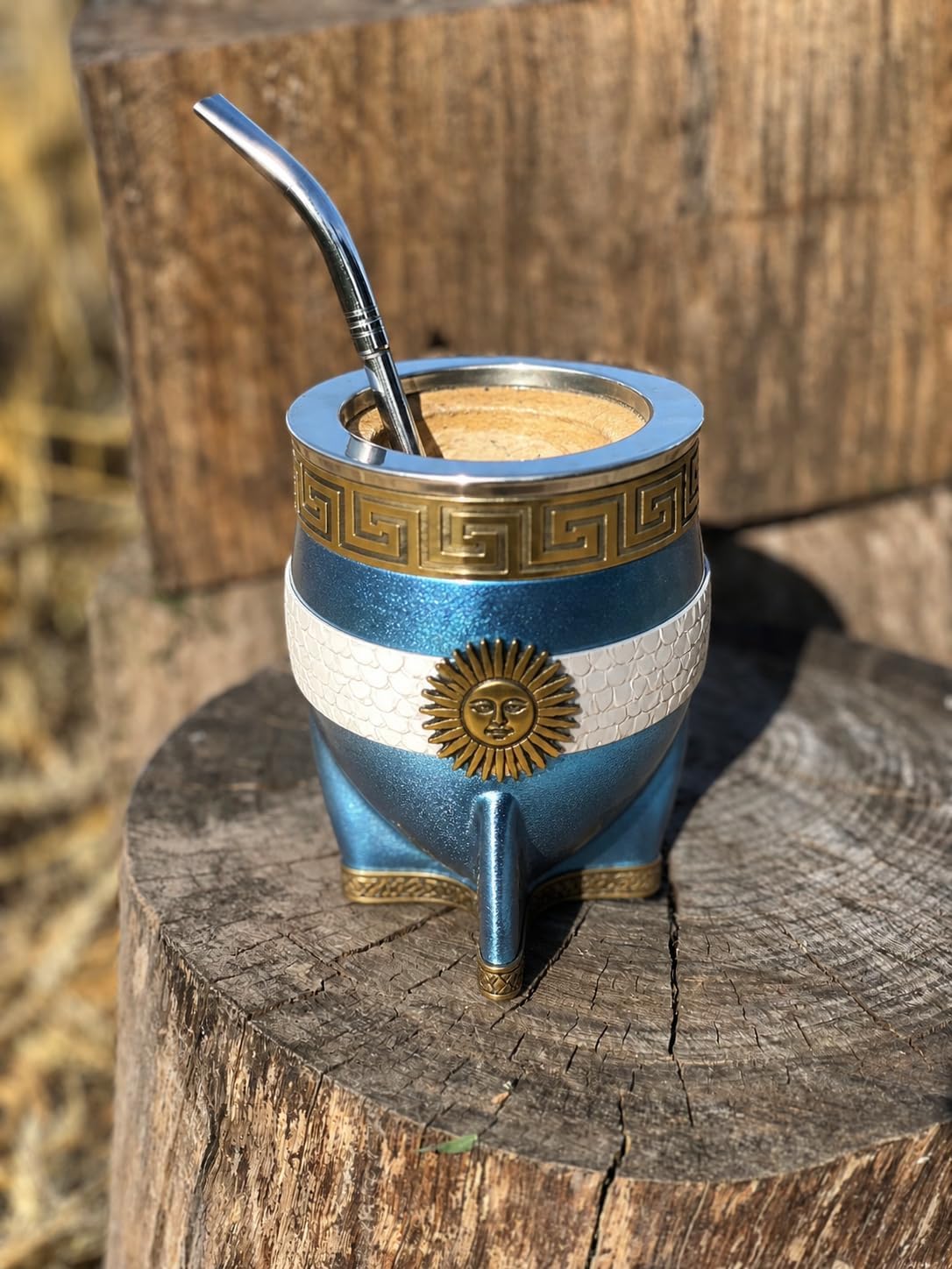 Imperial Mate Calabaza Gourd - Premium Handcrafted Yerba Cup, Bronze Accents, Alpaca Base, Argentian Edition with premium packing and straw