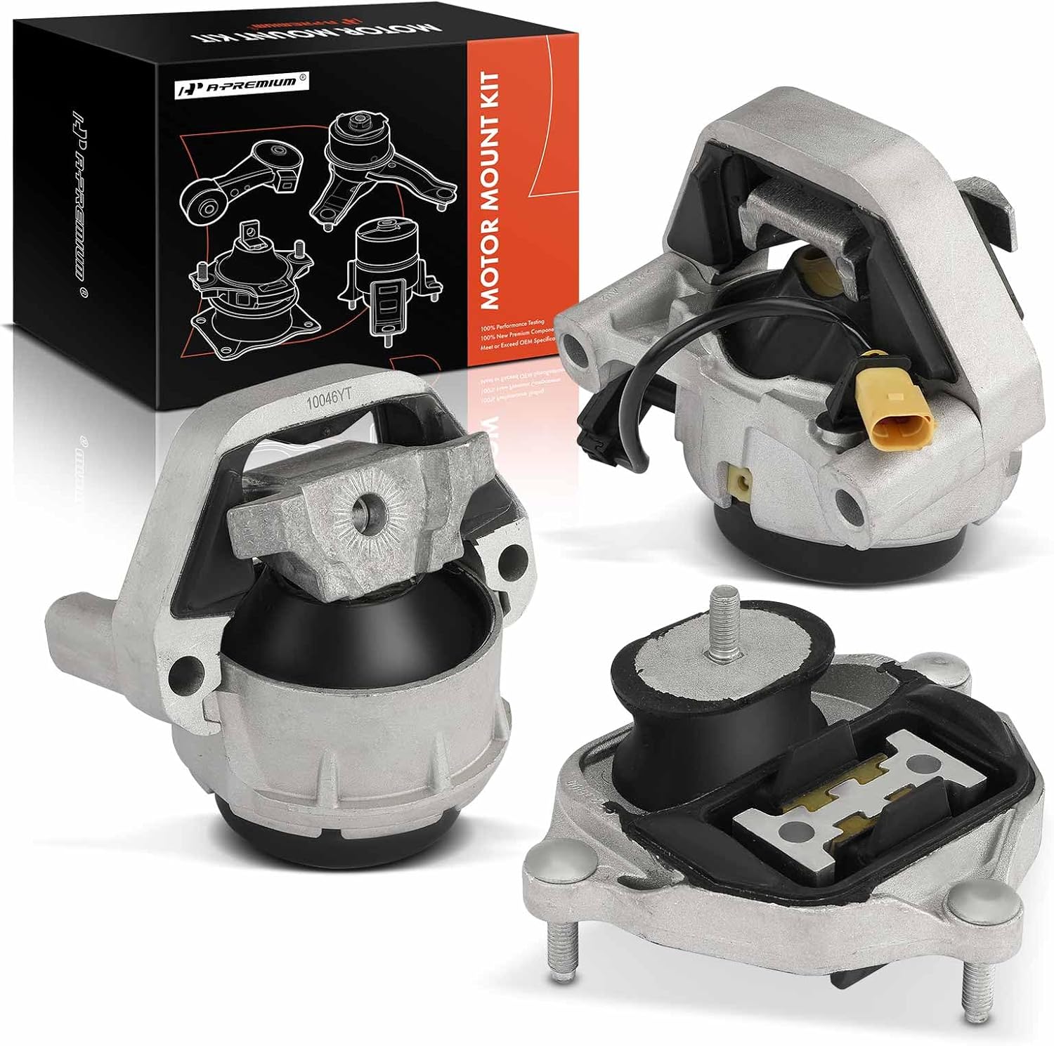 A-Premium 3PCS Engine Motor Mount and Transmission Mount Kit Compatible with Audi A6 2012-2018, 2.0L, FWD, Automatic CVT / Dual Clutch Transmission