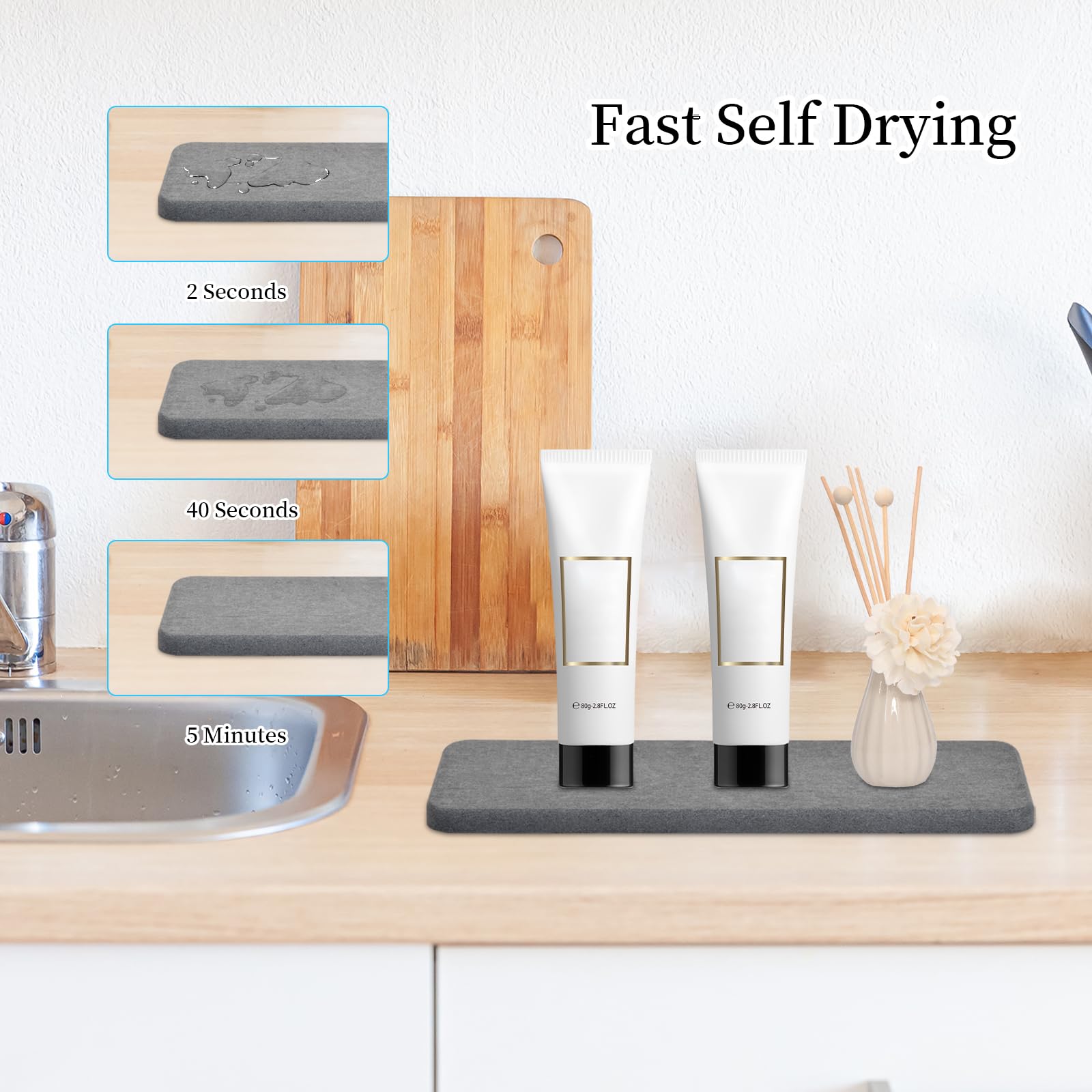 Waterabsorberende Diatomeeënaarde Onderzetters - 4 Stuks - Ideaal Voor Keuken En Badkamer