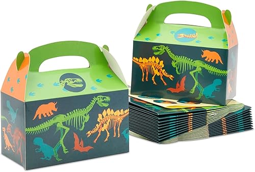 Miniatura 7 de BLUE PANDA Bolsas de regalo de dinosaurio con asas y calcomanías, 3.62 x 6.25 x 3.5 pulgadas, verde oscuro, papel de 300 GSM, 24 unidades, cajas de