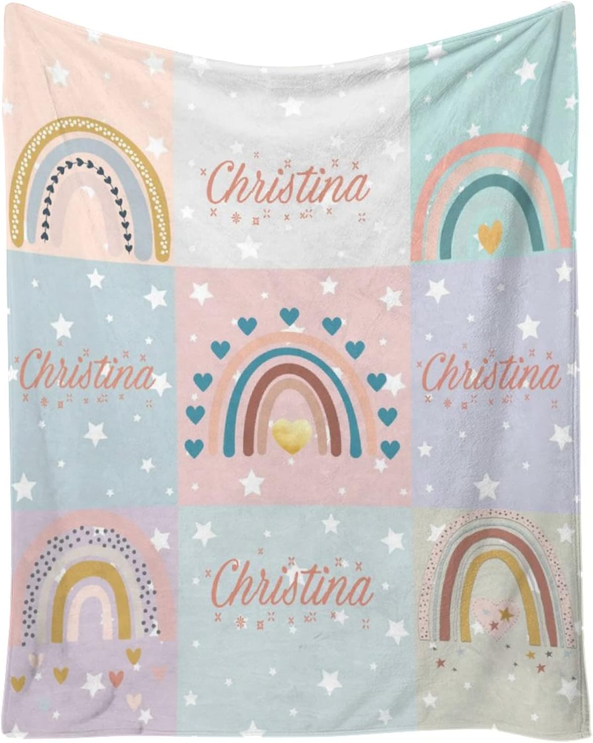 Personalized Baby Blankets for Girls with Name and Rainbow Custom Baby Blanket for Boys Newborn Toddler Gift 40"x50"