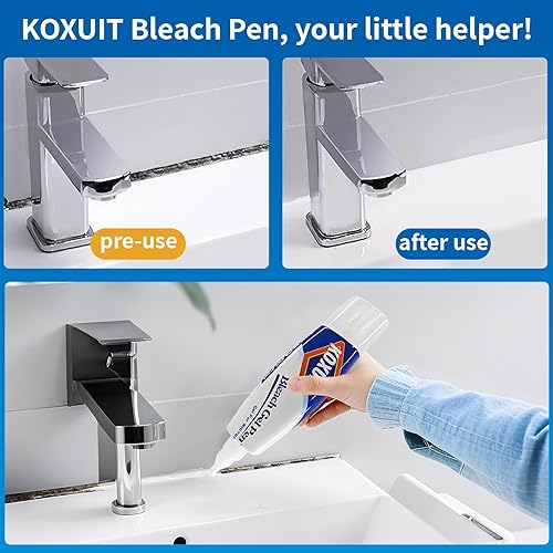 Miniatura 5 de Lápiz blanqueador portátil de doble punta para ropa blanca y lechada - Aplicador de gel 2 en 1 listo para viajar con cabezal de cepillo, limpiador