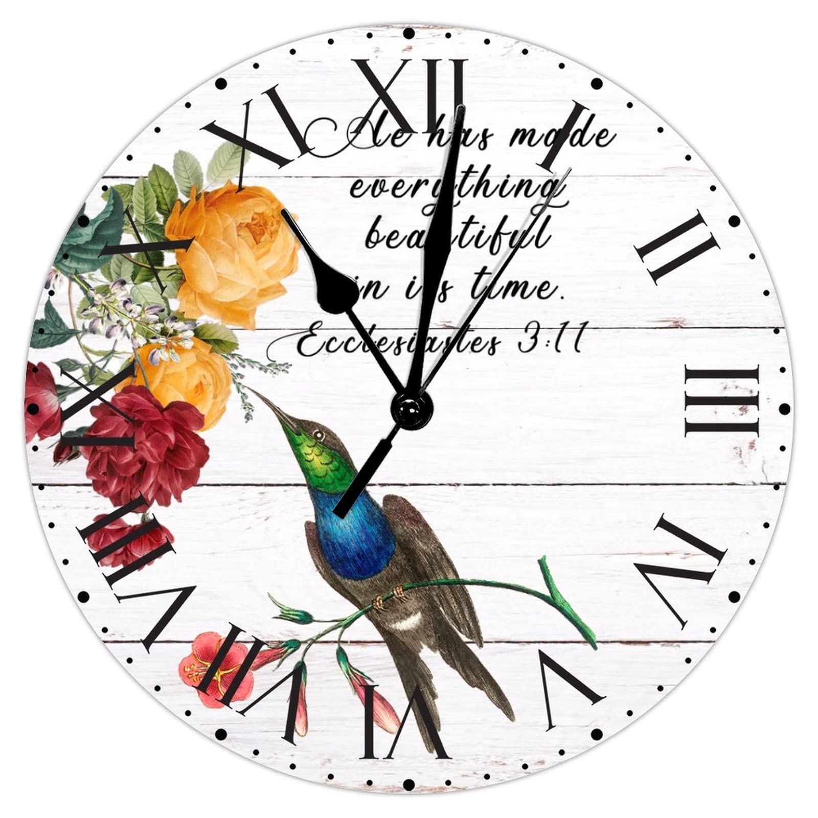 Horloge murale colibri avec message inspirant pour une ambiance sereine