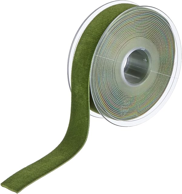 Berisfords Velvet Ribbon, Moss, 5 m, width 22 mm