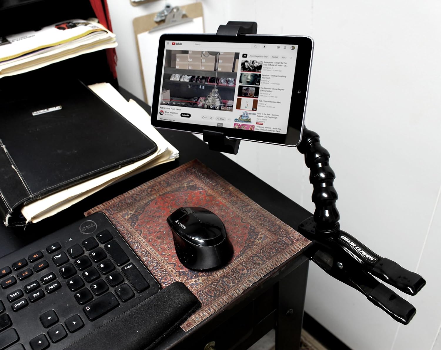 FON-12-CB Ninja Clamps Pro Phone Mount Clamp with 12 in Flexible Gooseneck Arm, Adjustable Holder for Stage, Studio, Office, RV, Broadcast, and Travel
