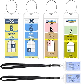 NTONPOWER Cruise Luggage Tag Holder,Travel Cruise Essentials 2026 Waterproof for Royal Caribbean & Celebrity 6 Pack, Zip Seal and Steel Loops Luggage Tags,Cruise Must Haves