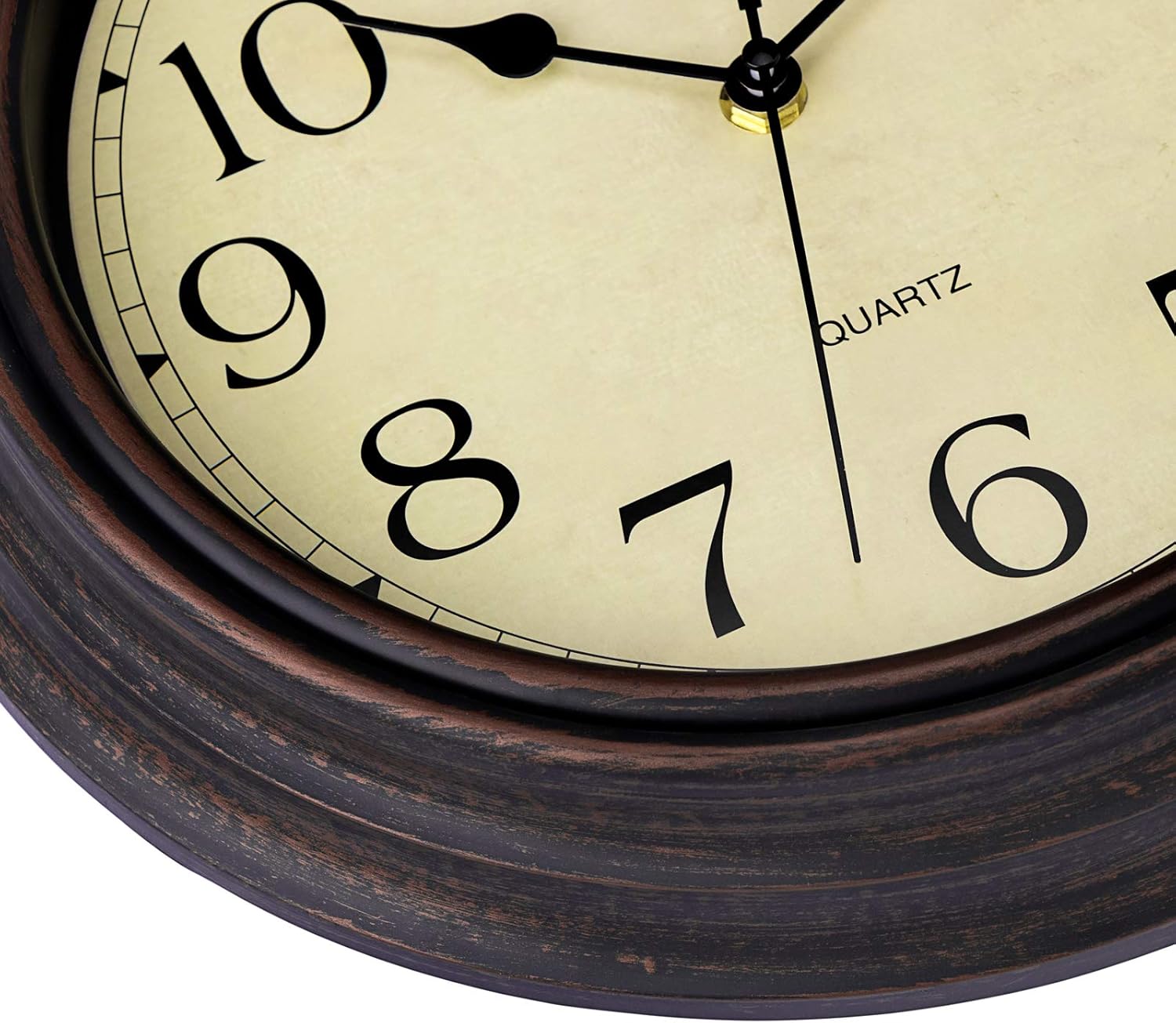 Foxtop Retro Silent Non-Ticking Round Classic Clock Quartz Decorative Battery Operated Wall Clock for Living Room Kitchen Home Office 12 inch (Bronze)