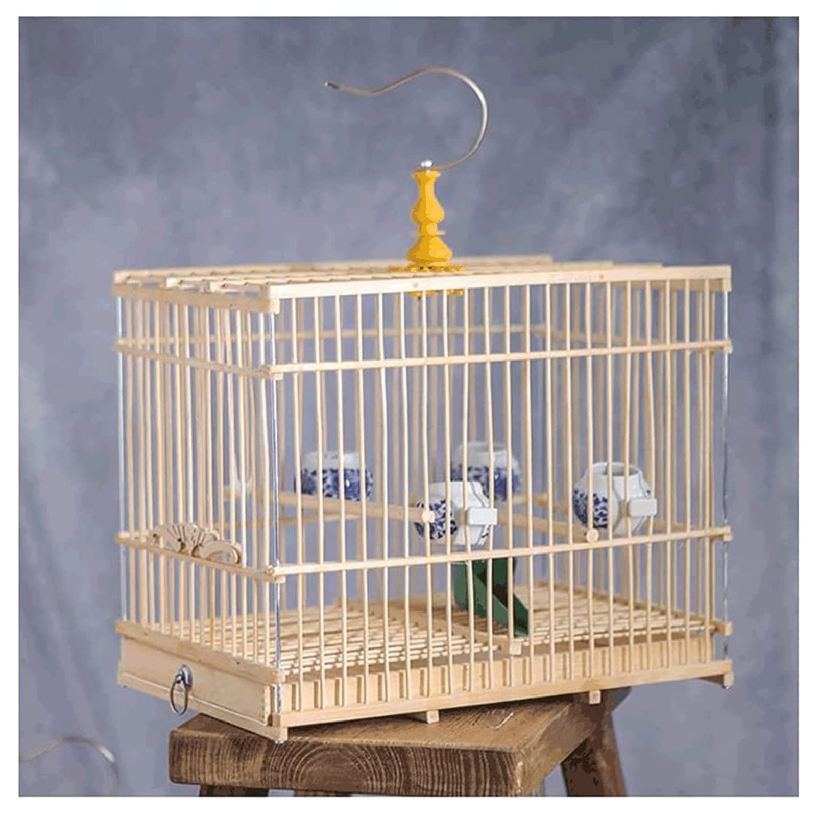 Jaula de cría Jaula de pájaros Cuadrada con Soporte rodante, Jaula de pájaros fácil de Limpiar con Bandeja extraíble, Jaula de pájaros de Vuelo Vintage para pájaros pequeños Pajarera
