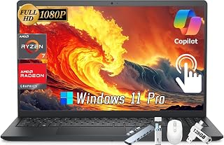 Dell Inspiron 15 3535 Touchscreen Laptop, 15.6" FHD LED-Backlit Display, Business & Students Laptop Computer, AMD Ryzen 7 7730U, AMD Radeon, 32 GB RAM, 1 TB SSD, Windows 11 Pro, w/Accessories