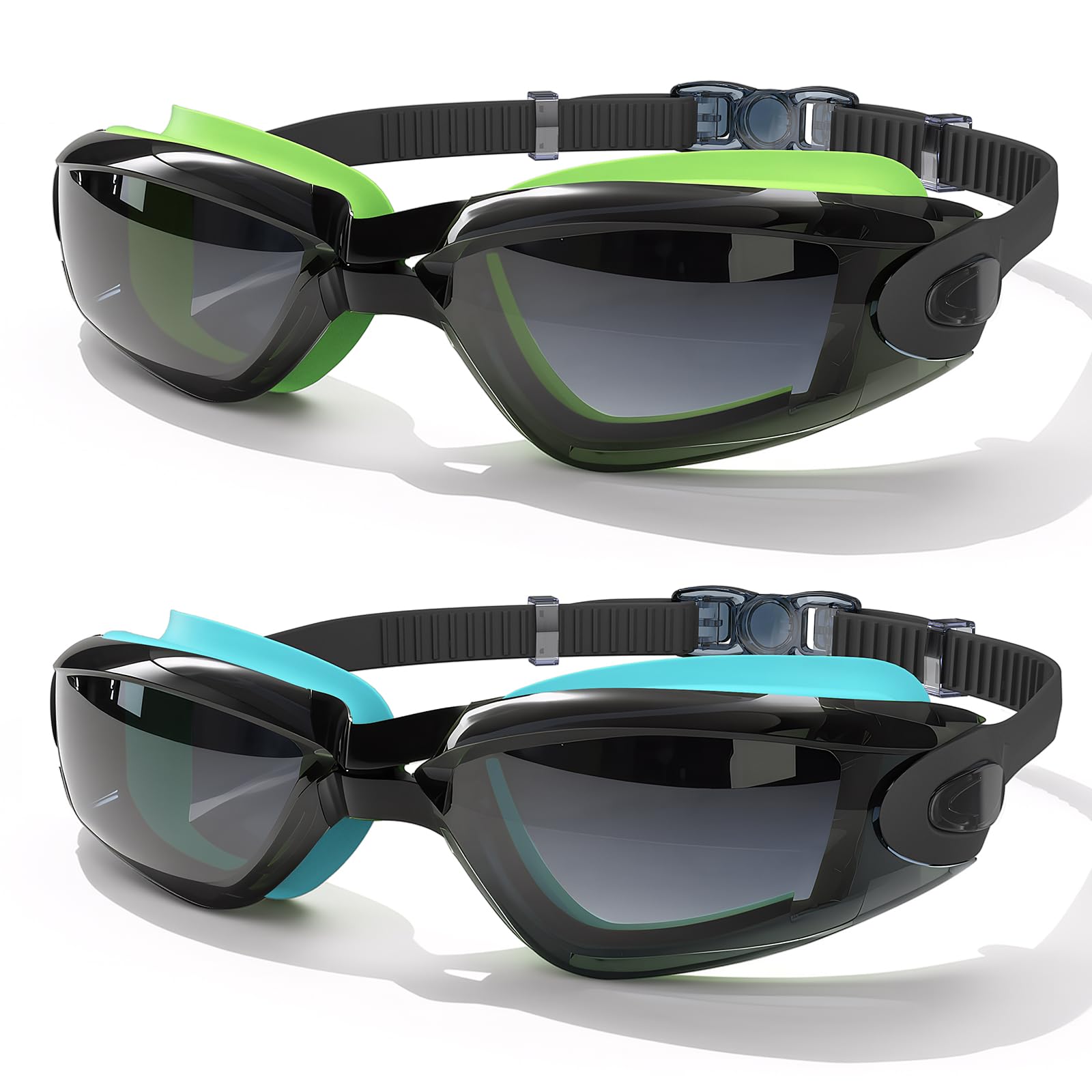 LOEO Kids Swim Goggles, 2 Pack Swimming Goggles for 4-12 Boys Girls, Anti Fog, UV Protection, Waterproof