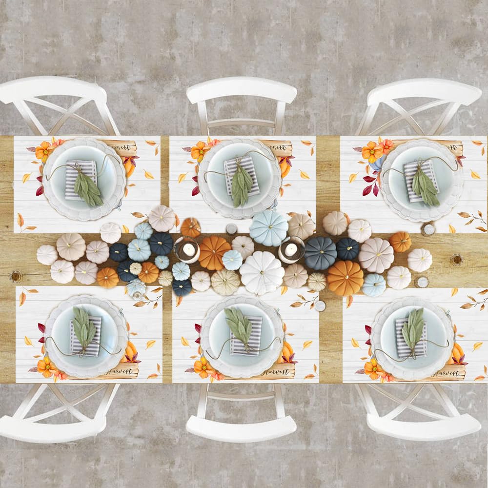 Herbst Tischsets 4er Set - Bestickte Tischläufer 28x43cm Für Thanksgiving