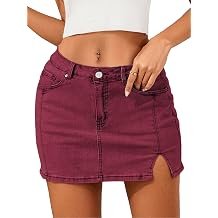 Bosmeer Jean Skirts for Women Stretchy Mini Skirt Side Slit with High Waisted Summer Casual Denim Skirt 2025 Trendy