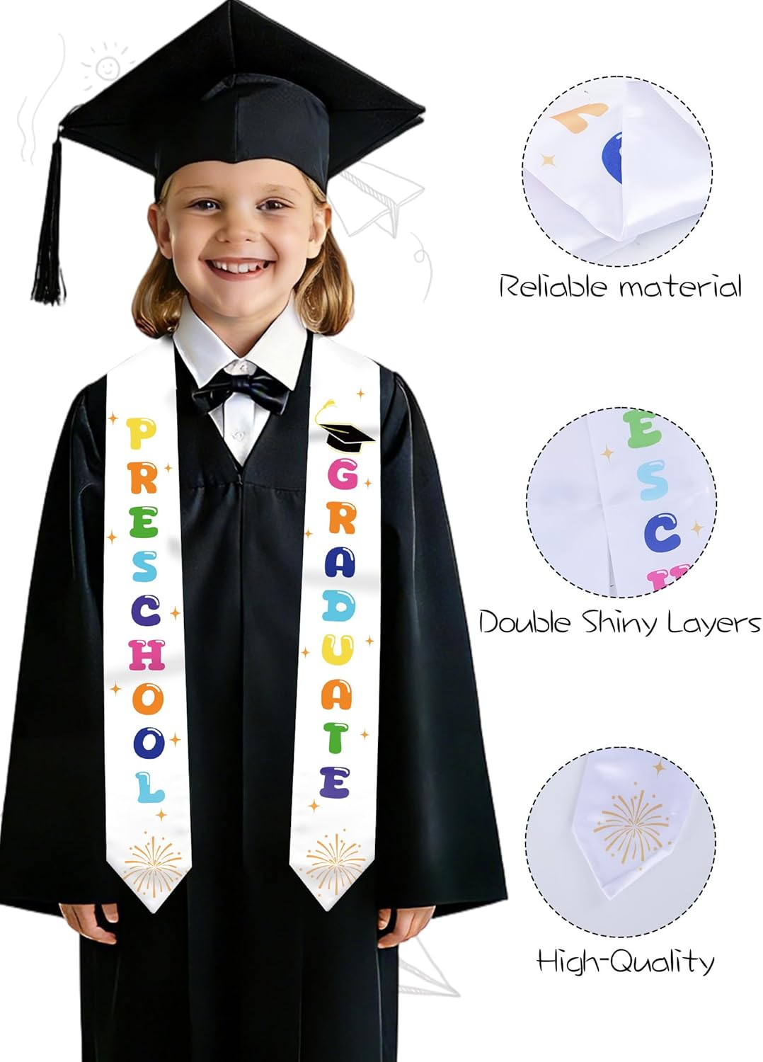 Class of 2026 Kids Graduate 5th Grade Kindergarten Stole Preschool Mexican Graduation Sash