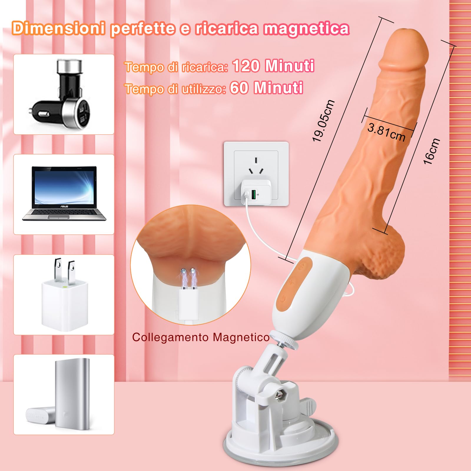 Dildo Sex Toys per Donna - Uomo Giochi Erotiici Realistico Pene, Fallo Vibratoreper Anal Plug Toy Ventosa, Vibratore Silicone Anale Professionale, Adulti Giocattolo per Coppie con 10 Modalità Diverse