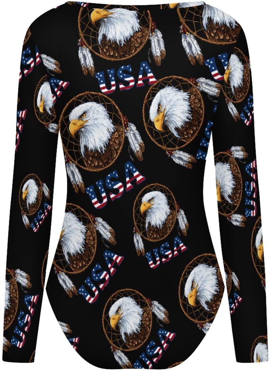 Bald Ea-gles Dreamcatcher USA Women's Bodysuits Long Sleeve Top 5XL