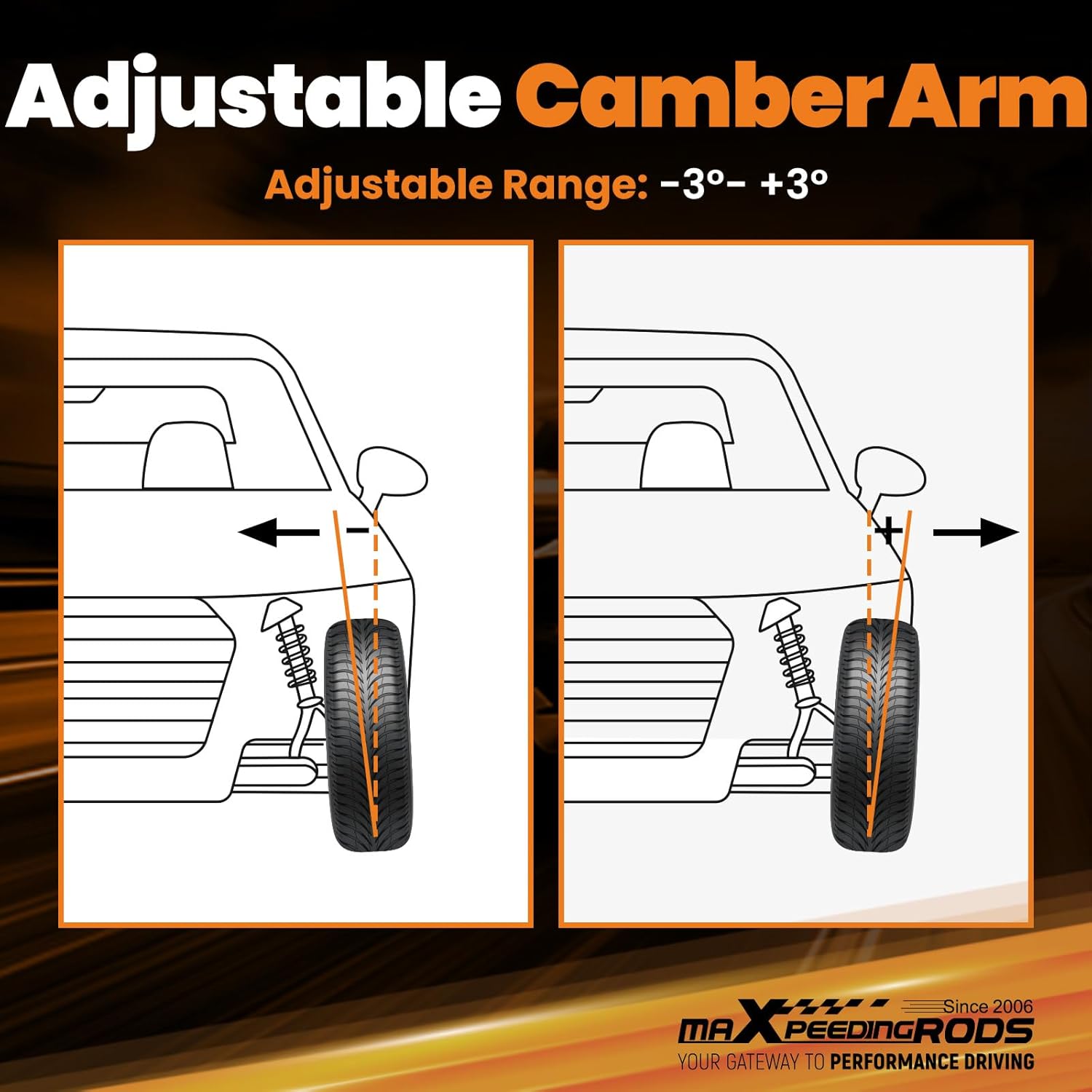 maXpeedingrods Adjustable Camber Toe Control Arm Kit for Tesla Model S 2012-2022, for Tesla Model X 2016-2022, +/-3°Adjustable Aluminum Control Arm