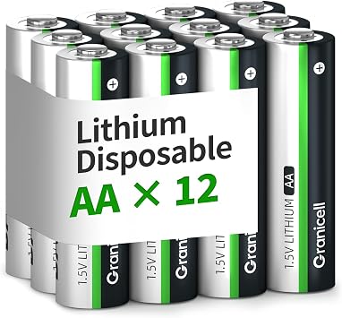 Granicell Lithium AA Battery, 1.5V, 3500mAh Lithium AA Batteries, High-Capacity Batteries, Suitable for Flashlights and Toys, 12-Pack  Not Rechargeable