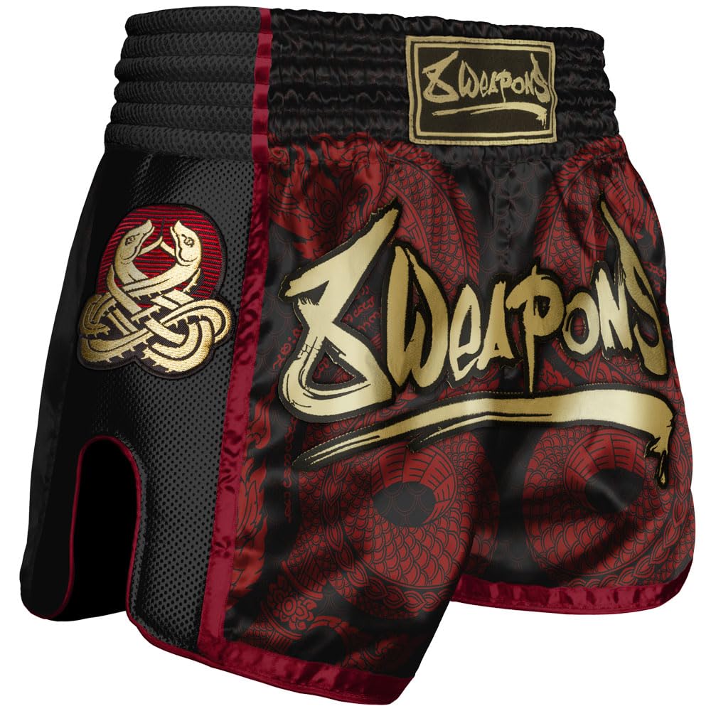 8 Weapons Multi-Color Naga Super Mesh Muay Thai Shorts Red/Xxl
