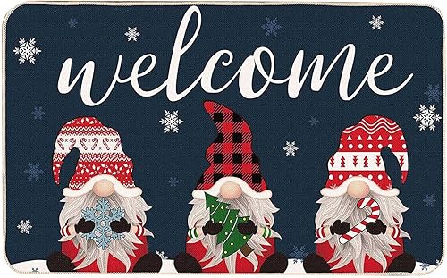 Felpudo para puerta delantera de Navidad, 23.6 x 15.7 pulgadas, impermeable, para entrada de Navidad, Papá Noel, decoración de casa para el hogar,