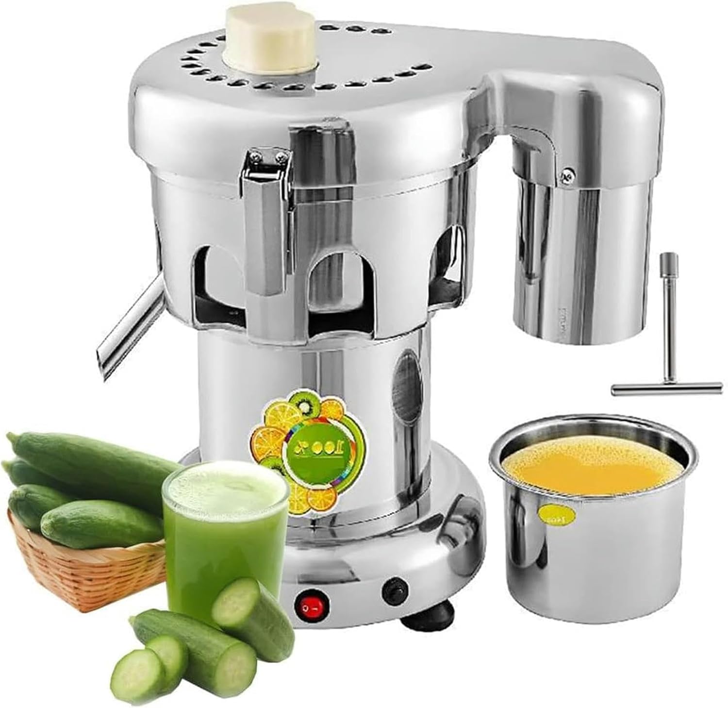 Commercial Juice Extractor, Electric Citrus Juicer, 2L Large Feed Chute Centrifugal Juicer Machine, Stainless Steel Juice Extractor with Filter for Juice Shops, Restaurants, Hotels