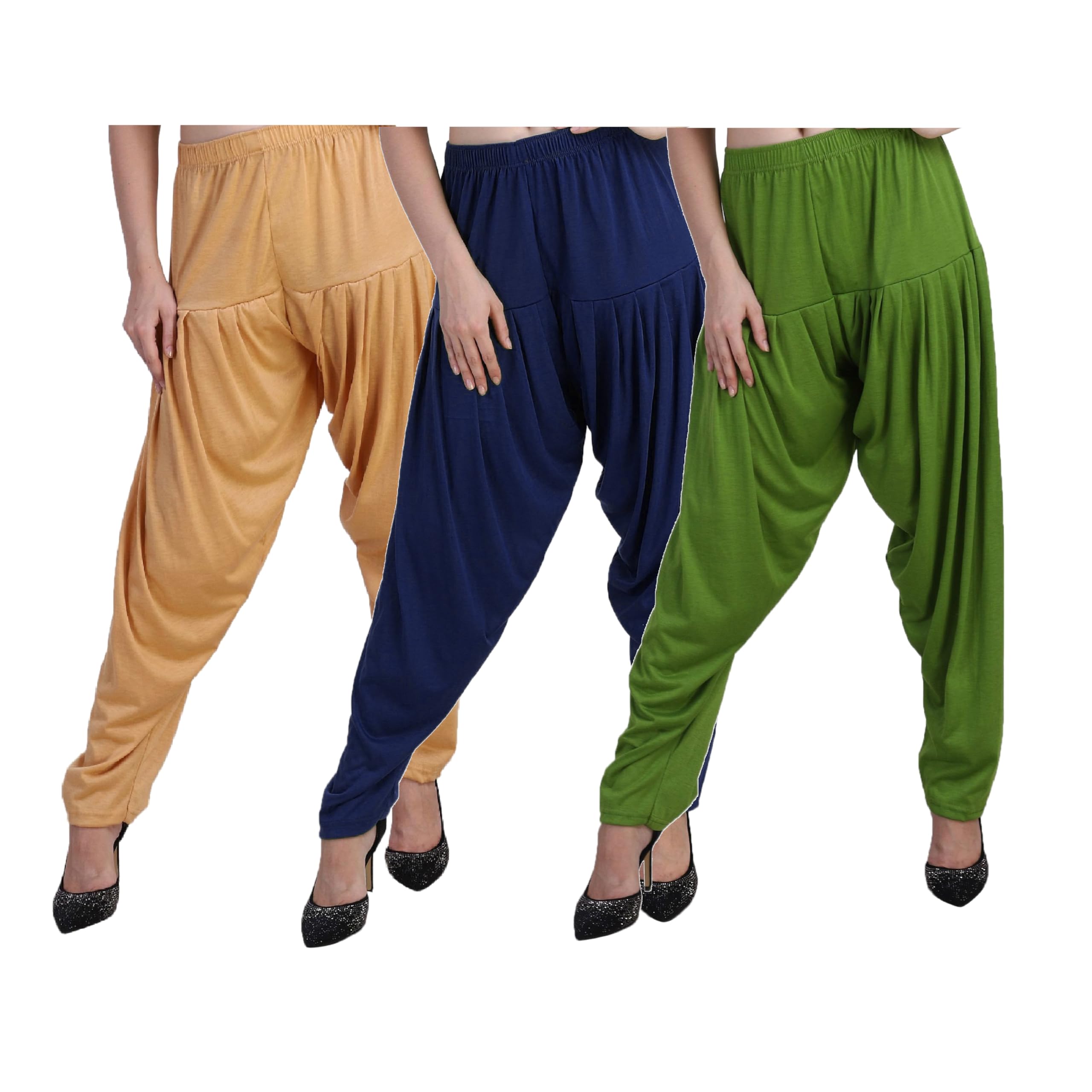 Women's Viscose Patiala/Patiyala Pants Pack of 3 (Biscuit:: NavyBlue::Multicolor)-picture-26