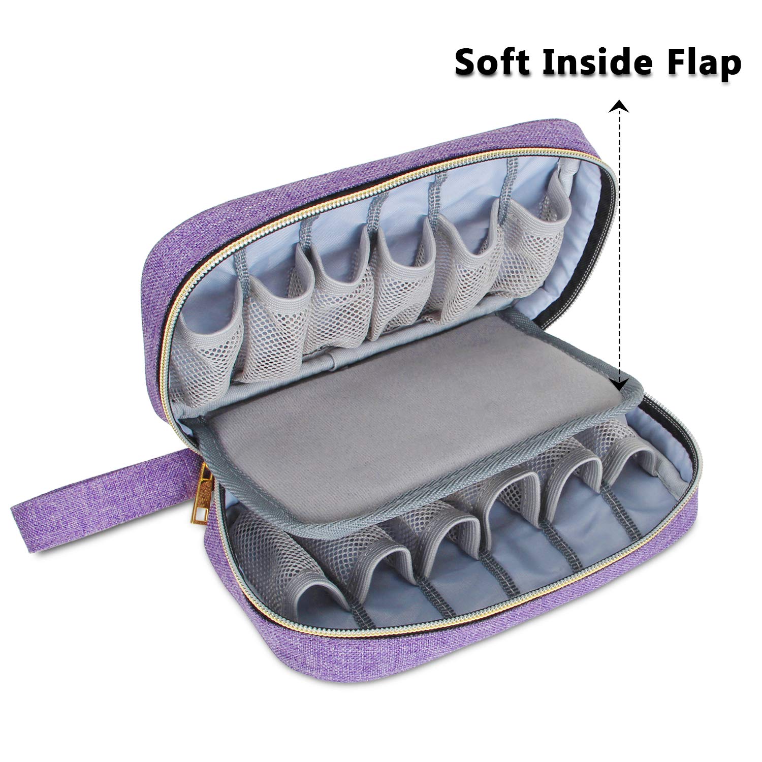 LUXJA Essential Oil Carrying Case - Holds 12 Bottles (5ml-15ml, Including Roller Bottles), Portable Organizer for Essential Oil and Accessories (Bag Only), Purple