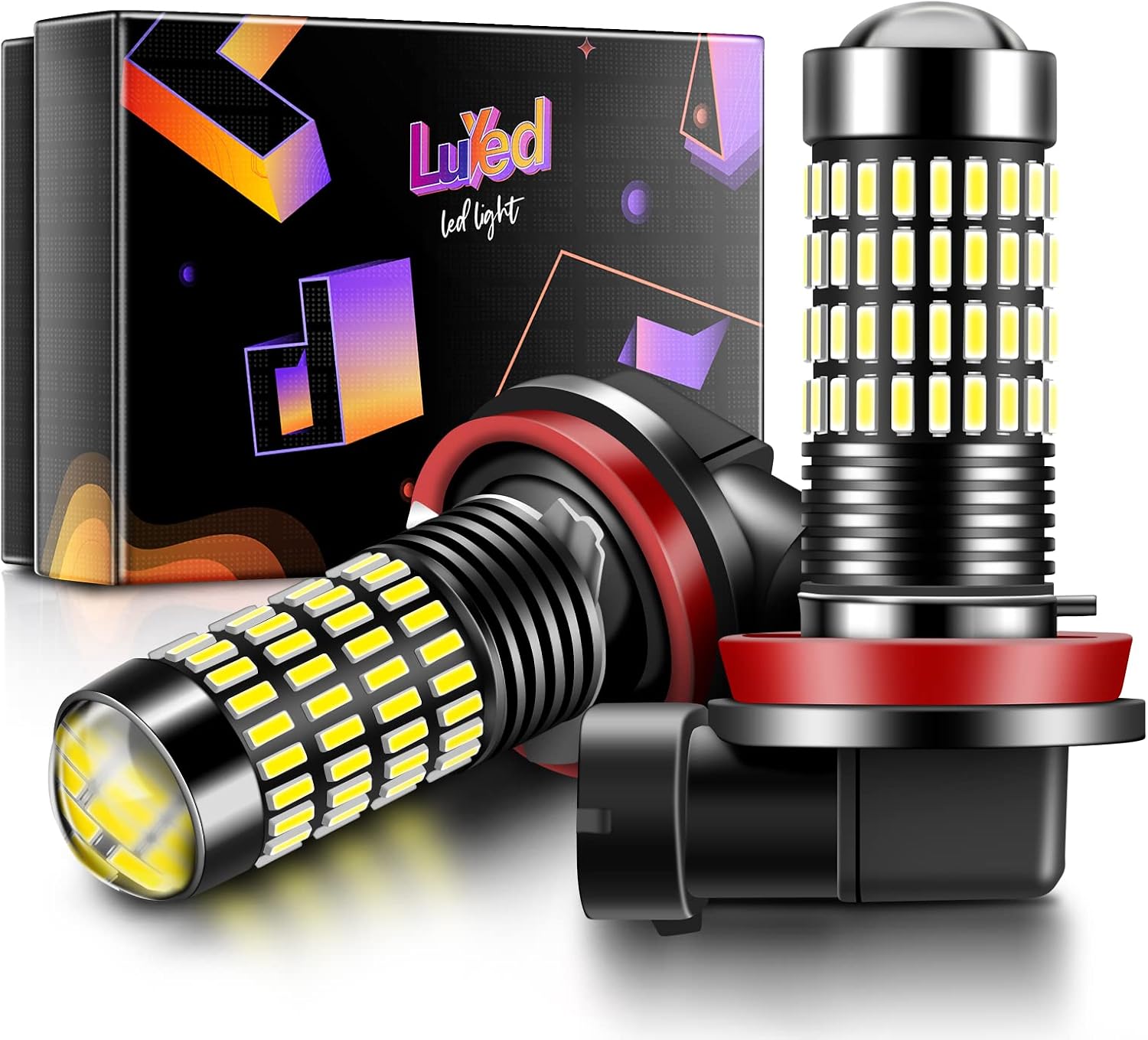 LUYED 2 X 1700 Lumens Extremely Bright 4014 102-EX Chipsets H11 H8 LED Bulbs Used For DRL or Fog Lights,Xenon White(Brightest LED in market)