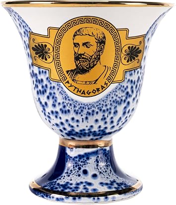 BEAUTIFUL GREEK STATUES Pythagoras Cup of Justice Pythagorean Theorem Fair Mug Ancient Greece Blue Cobalt Usable