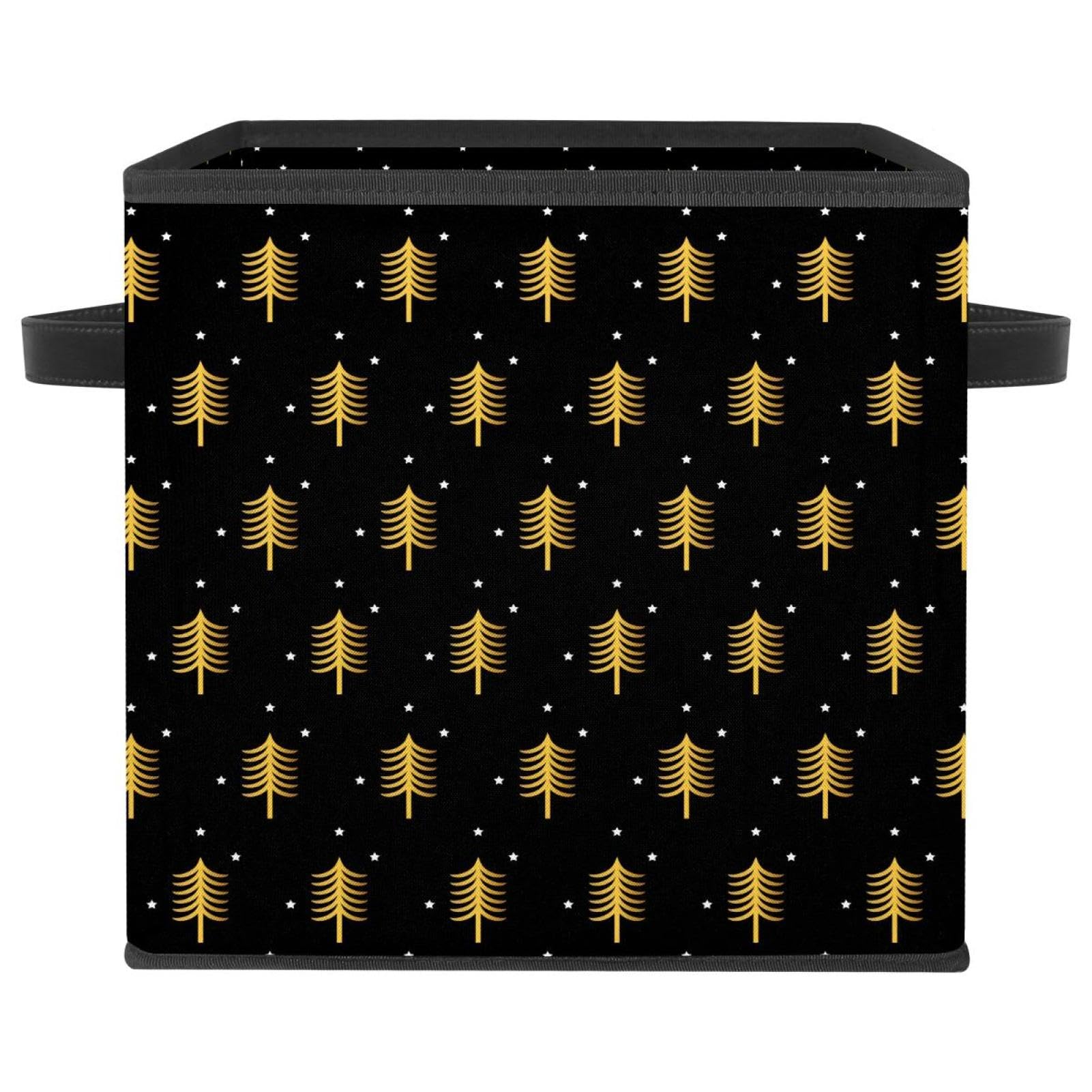 Boîte de rangement pliable cube sapin doré pour jouets et vêtements