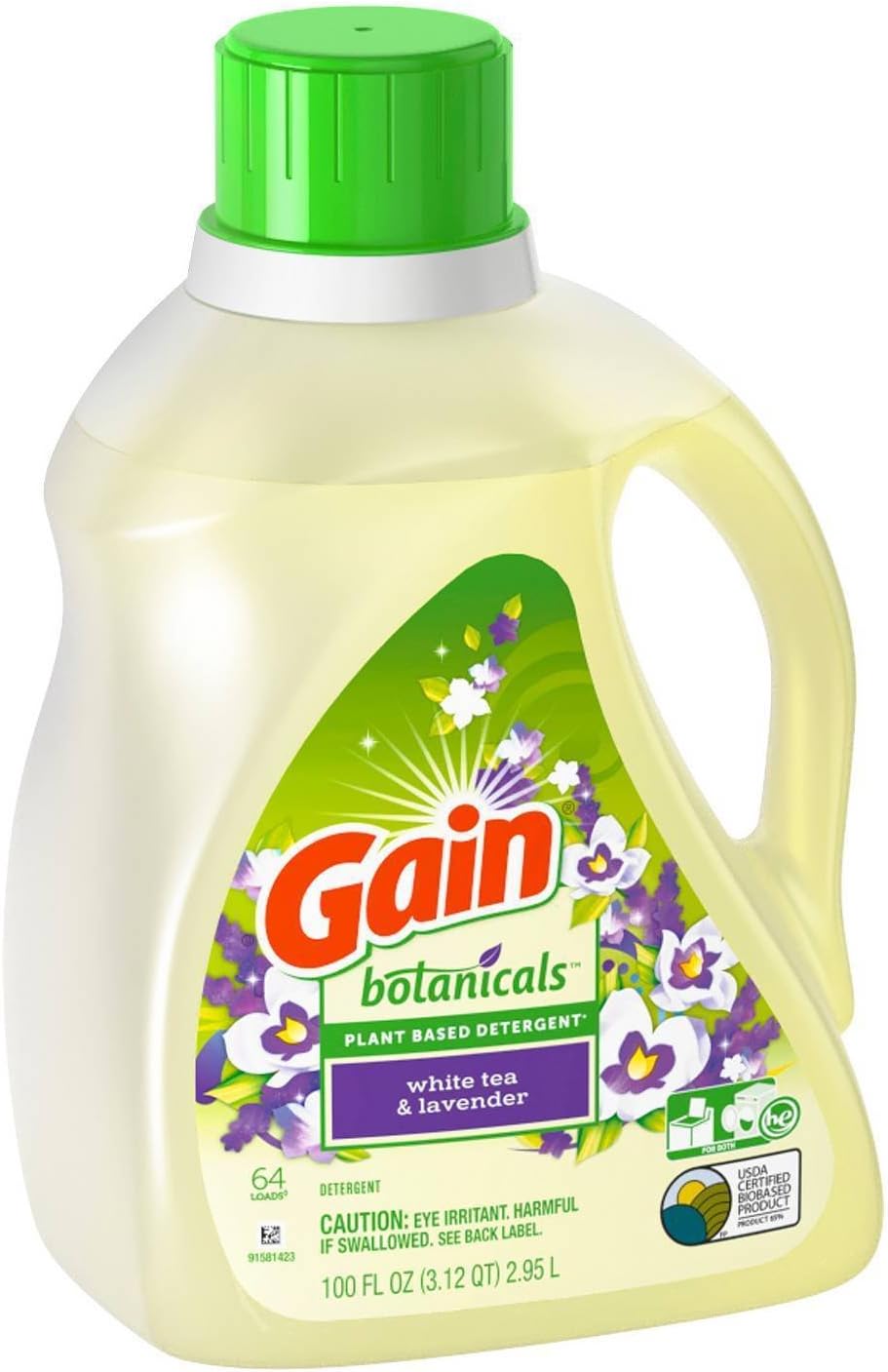Gain White Tea & Lavender Botanicals Plant Based Laundry Detergent - 100 fl oz (1)