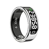 Smart Ring for Women Men, Health Fitness Tracker with Touchscreen Display, Heart Rate/Blood Oxygen/Sleep Monitor, Activity Tracker, 1ATM Waterproof, Compatible with iPhone & Android (Sliver, 7)