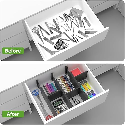 Miniatura 2 de ANTOWIN Paquete de 4 separadores de cajones expandibles, 4.7 pulgadas de alto, se extienden de 12.2 a 17.7 pulgadas, organizadores de cajones