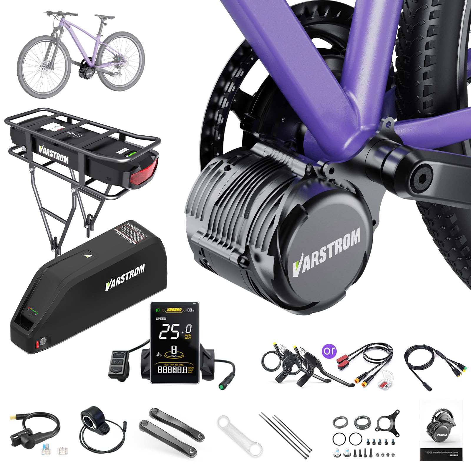 Kit Velo Electrique TSDZ-2B Moteur Central 36V 250W avec Batterie et Affichage Optionnels - Moteur Velo Electrique Puissant pour Vélo de Ville et VTT Électrique