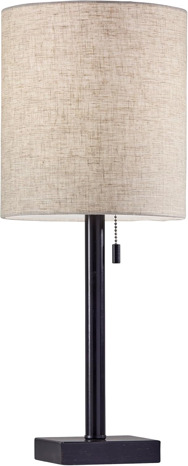 Adesso 1546-22 Liam Table Lamp, 22 in., 60 W Incandescent/13 W CFL, Dark Bronze/Natural, 1 Bronze Lamp